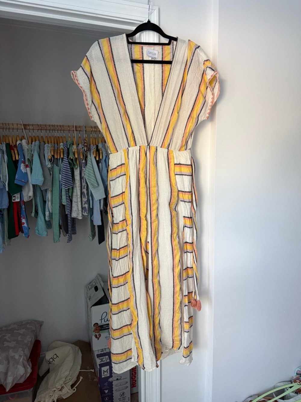 Saylor Striped Yellow & Cream Boho Jumpsuit